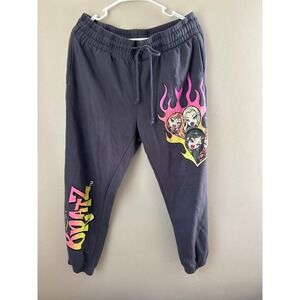 Y2K Bratz Lounge Pants Womens XL Gray Joggers Sweatpants Characters Flames